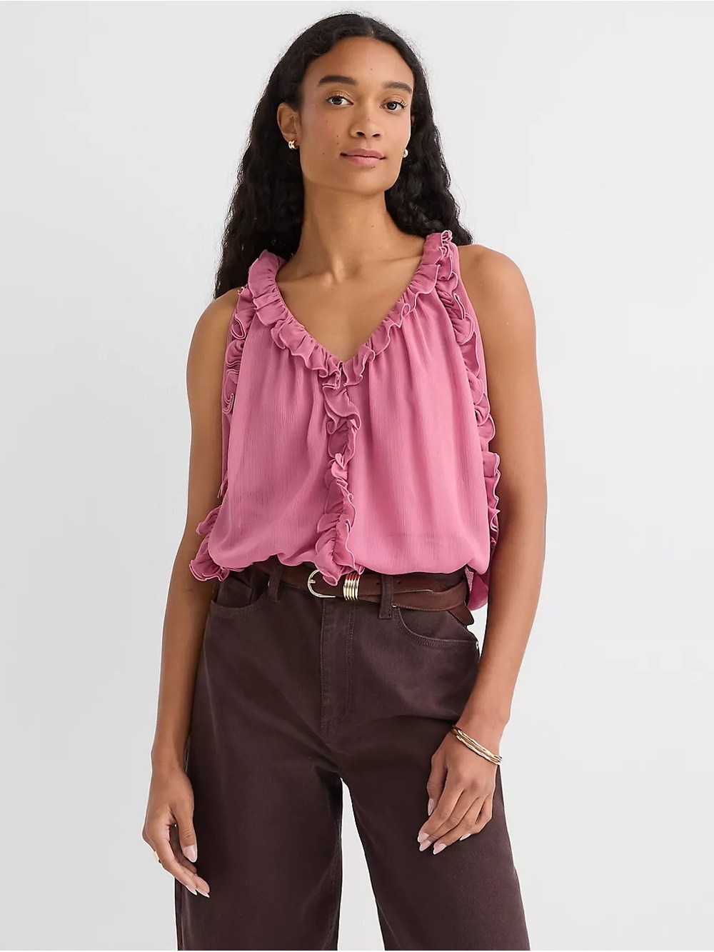 LOFT Ruffled V-Neck Sleeveless Top—NWOT